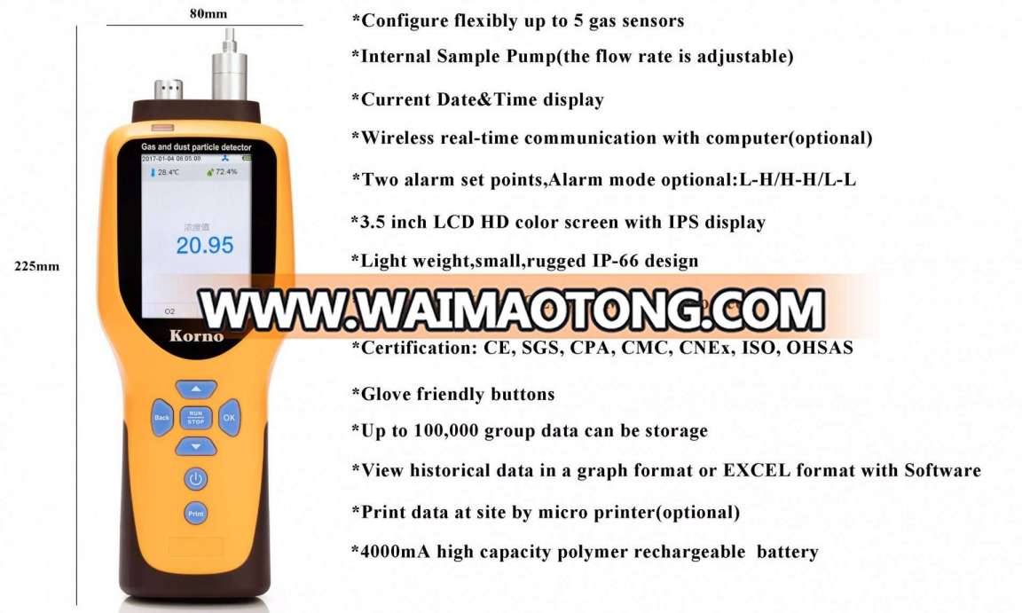 Portable Cocl2 Gas Analyzer with Large Data Logger